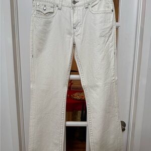 True Religion Men's Cream Straight Jeans